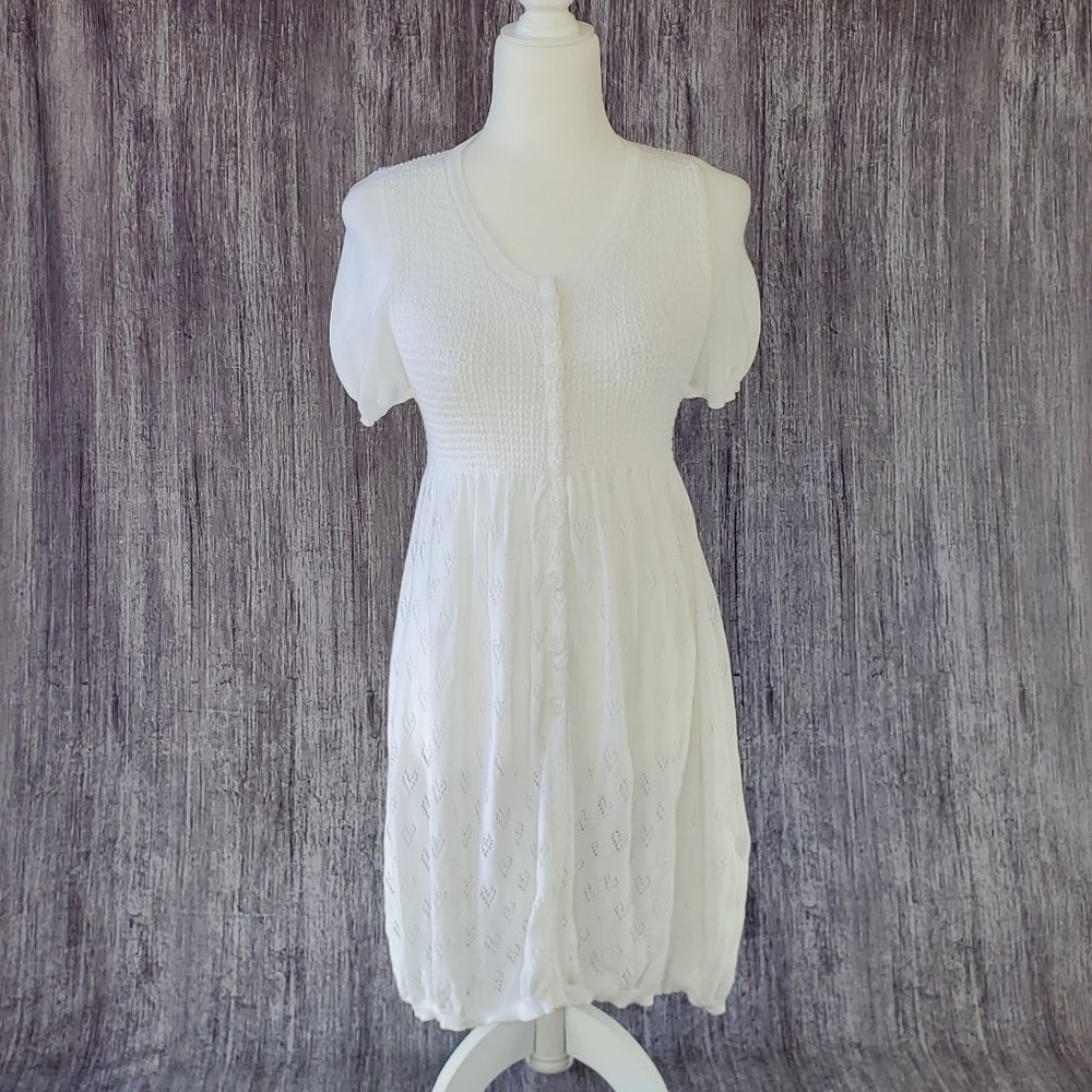 Twin Set Simona Barbieri Italy White Top Sweater Dress Button Up NWT Size Small